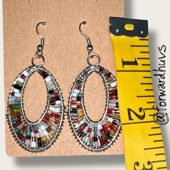 Bundle Sale 3 for $15 | Hand Crafted Multicolored Seed Bead Earrings - Picture 6 of 9